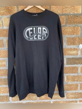 FIORUCCI Italy Vintage Graphic Crewneck Sweatshirt Large Black Streetwear Y2K